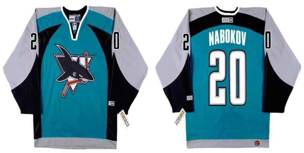 2019 Men San Jose Sharks 20 Nabokov blue CCM NHL jersey